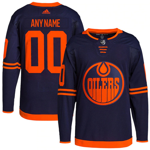 Men's Edmonton Oilers Custom Navy Alternate Primegreen Stitched Jersey